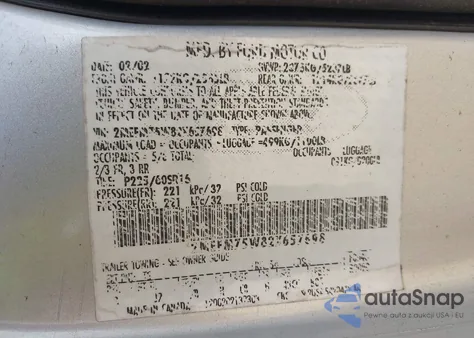 2002 Mercury Grand Marquis Ls из США, поврежденный, VIN 2MEFM75W82X657698